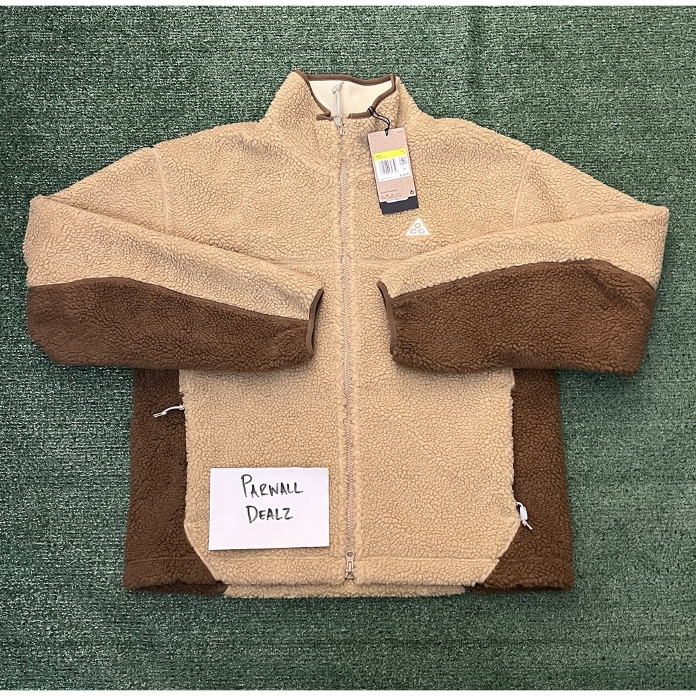 Nike ACG Canwell Beige Sherpa Fleece Full Zip Jacket Men's Small FV8653-297